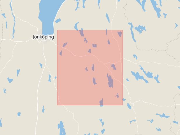 Karta som med röd fyrkant ramar in Östergötlands Län, Jönköping, Nässjö, Östergötland, Jönköpings län