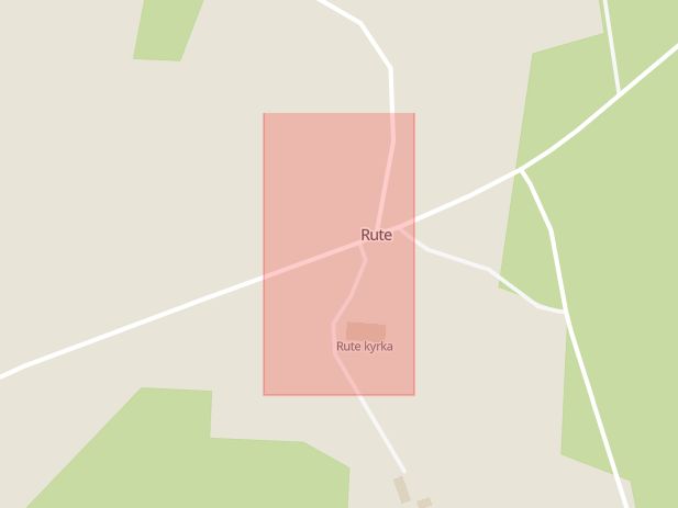 Karta som med röd fyrkant ramar in Rute, Gotlands län