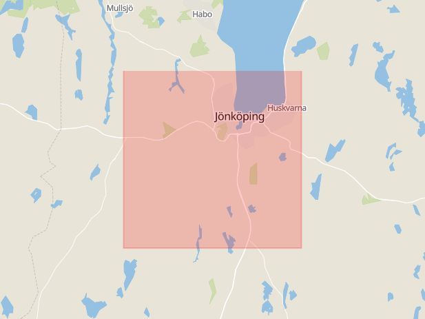 Karta som med röd fyrkant ramar in Hammarvägen, Jönköping, Gnosjö, Habo, Jönköpings län