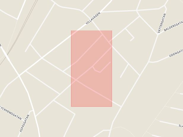 Karta som med röd fyrkant ramar in Runt Vättern, Stadsparken, Motala, Jönköpings län