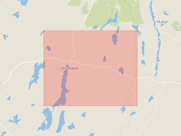 Karta som med röd fyrkant ramar in Borås, Jönköping, Ulricehamn, Västra Götalands län