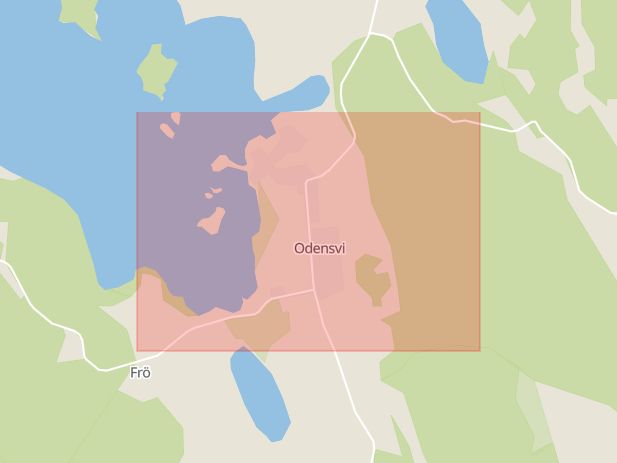 Karta som med röd fyrkant ramar in Gamleby, Odensvi, Västervik, Kalmar län
