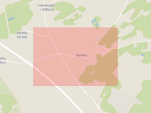 Karta som med röd fyrkant ramar in Kareby, Kungälv, Västra Götalands län