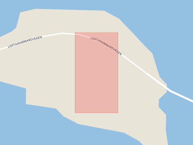 Karta som med röd fyrkant ramar in Strömsholmen, Västervik, Kalmar län