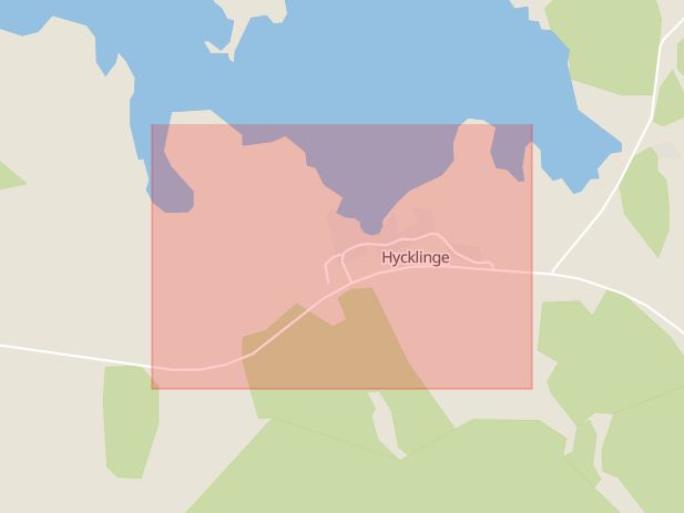 Karta som med röd fyrkant ramar in Hycklinge, Kinda, Östergötlands län