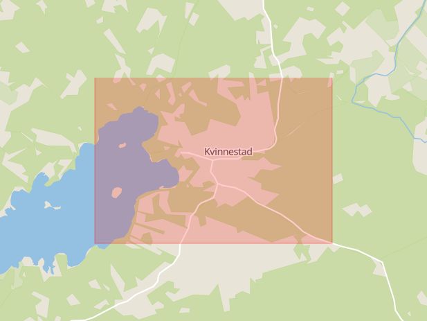 Karta som med röd fyrkant ramar in Kvinnestad, Borås, Vårgårda, Västra Götalands län