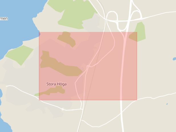 Karta som med röd fyrkant ramar in Stora Höga, Portalen, Stenungsund, Västra Götalands län