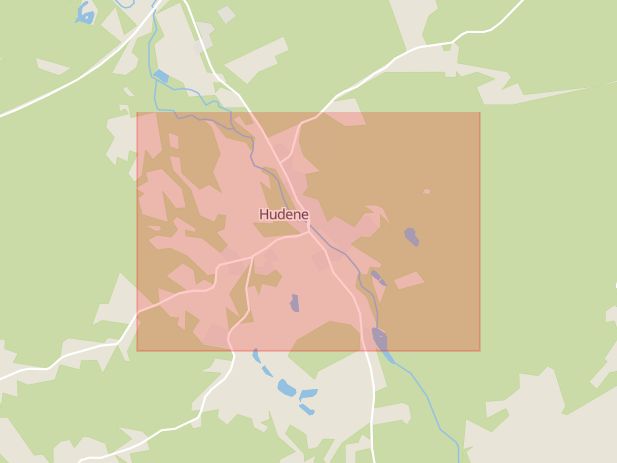 Karta som med röd fyrkant ramar in Hudene, Herrljunga, Västra Götalands län