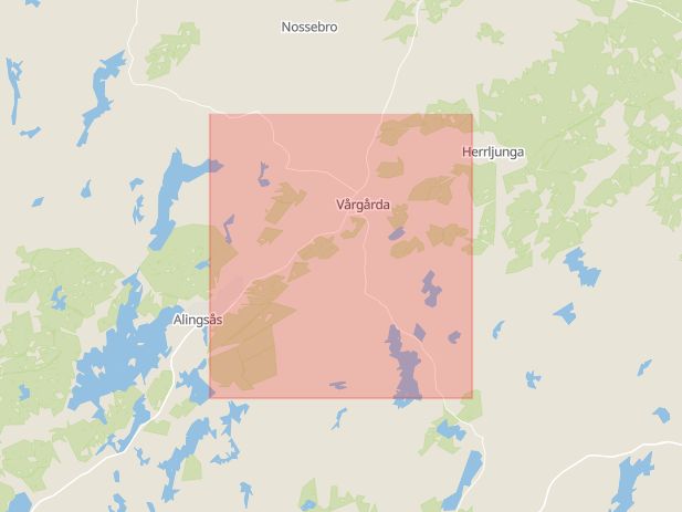 Karta som med röd fyrkant ramar in Skogaholm, Vårgårda, Västra Götalands län