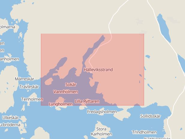 Karta som med röd fyrkant ramar in Hälleviksstrand, Orust, Västra Götalands län