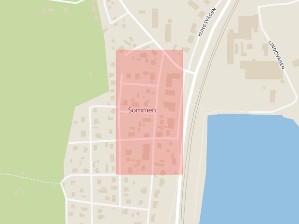 Karta som med röd fyrkant ramar in Mejerigatan, Sommen, Tranås Kommun, Tranås, Jönköpings län