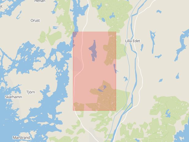 Karta som med röd fyrkant ramar in Kungälv, Stenungsund, Västra Götalands län