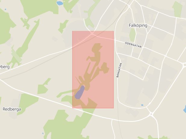 Karta som med röd fyrkant ramar in Mossvägen, Falköping, Västra Götalands län