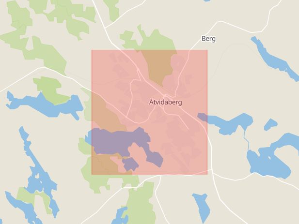 Karta som med röd fyrkant ramar in Åtvidaberg, Norrköping, Skärblacka, Skänninge, Stora Torget, Linköping, Tallboda, Navestad, Östergötlands län