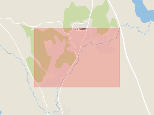 Karta som med röd fyrkant ramar in Östergötland, Gusum, Ekviken, Finspång, Östergötlands län