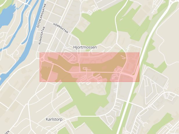 Karta som med röd fyrkant ramar in Lasarettsvägen, Trollhättan, Västra Götalands län