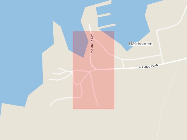 Karta som med röd fyrkant ramar in Hästholmen, Ödeshög, Östergötlands län
