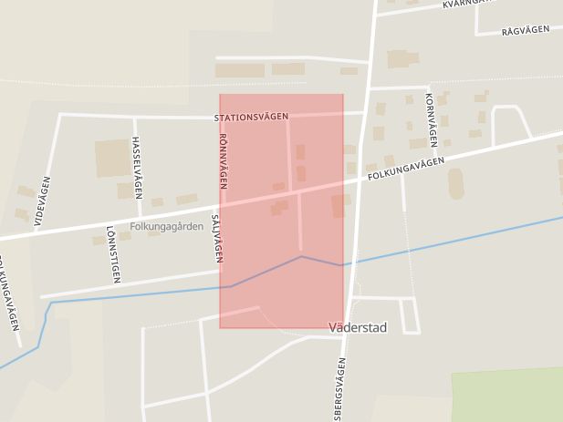 Karta som med röd fyrkant ramar in Trafikplats Mjölby Västra, Hogstad, Väderstad, Mjölby, Östergötlands län