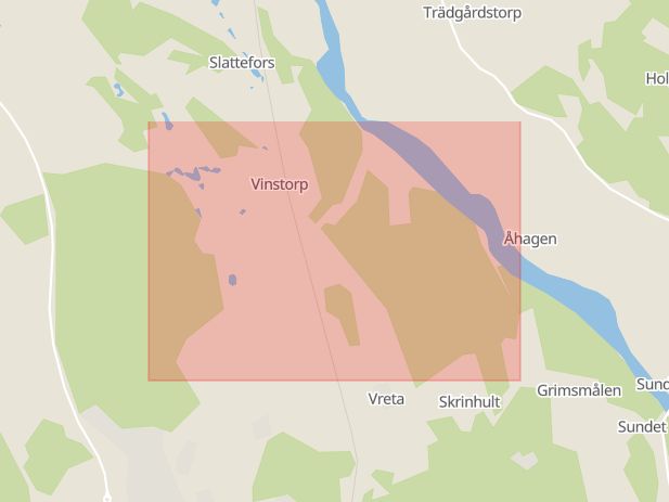 Karta som med röd fyrkant ramar in Vreta, Utsikten, Linköping, Östergötlands län