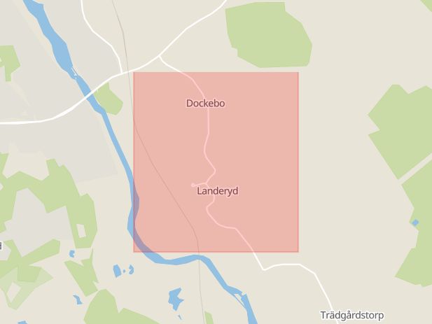 Karta som med röd fyrkant ramar in Landeryd, Linköping, Östergötlands län
