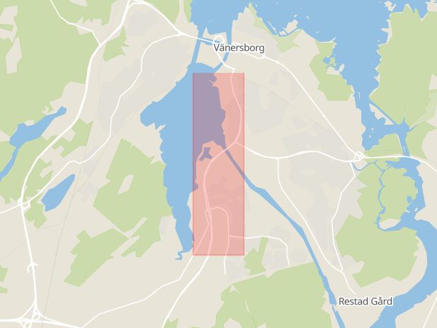 Karta som med röd fyrkant ramar in Edsvägen, Vänersborg, Västra Götalands län