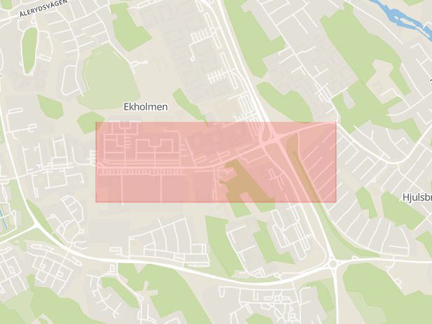 Karta som med röd fyrkant ramar in Ekholmen, Ekholmsvägen, Linköping, Östergötlands län
