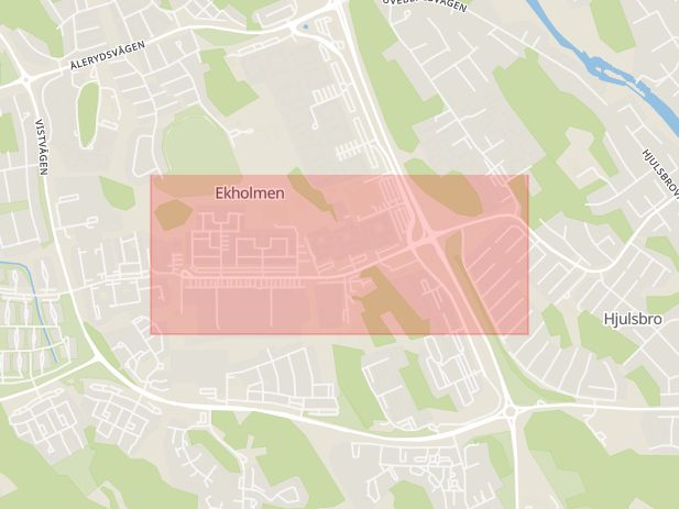 Karta som med röd fyrkant ramar in Linköping, Ekholmsvägen, Östergötlands län