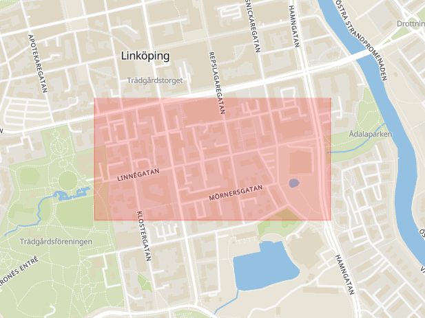 Karta som visar ungefär var händelsen Stöld/inbrott: Polisen larmades om en misstänkt stöld på Linnégatan. inträffat