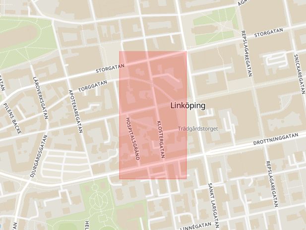 Karta som med röd fyrkant ramar in Oron, Linköping, Östergötlands län