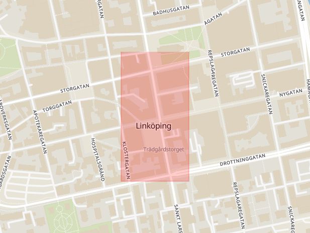 Karta som med röd fyrkant ramar in Stora Torget, Palestina, Linköping, Östergötlands län