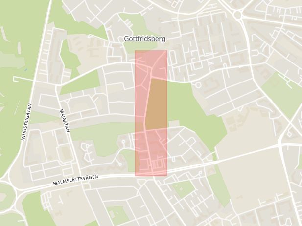 Karta som med röd fyrkant ramar in Östergötland, Norra Promenaden, Norrköping, Bjälbogatan, Linköping, Östergötlands län
