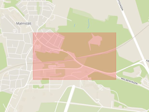 Karta som med röd fyrkant ramar in Kärnavägen, Malmslätt, Linköping, Östergötlands län