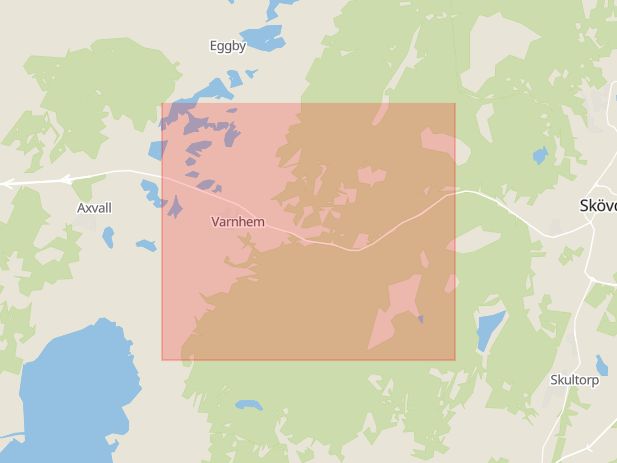 Karta som med röd fyrkant ramar in Varnhem, Skövde, Västra Götalands län
