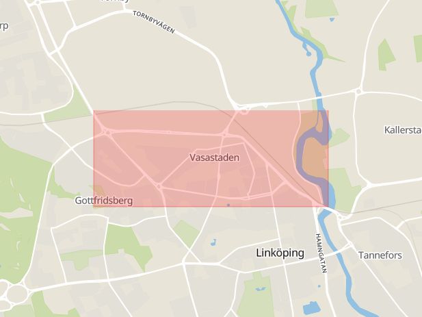 Karta som med röd fyrkant ramar in Liselotte, Linköping, Lambohov, Vasastan, Östergötlands län