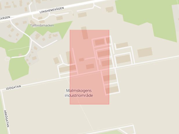 Karta som med röd fyrkant ramar in Östergötland, Motala, Ekholmsvägen, Linköping, Burensköldsvägen, Mjölby, Torvinge Industriområde, Tallboda, Östergötlands län