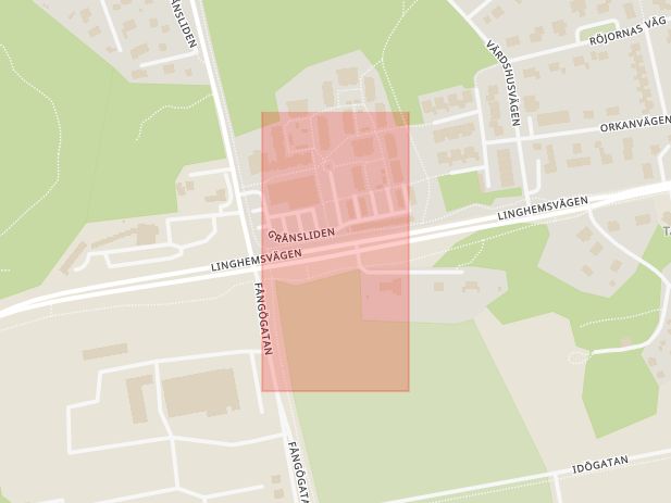 Karta som med röd fyrkant ramar in Tornby, Tallboda Centrum, Linköping, Östergötlands län