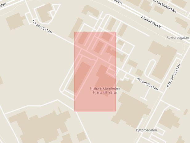 Karta som med röd fyrkant ramar in Svedengatan, Linköping, Östergötlands län