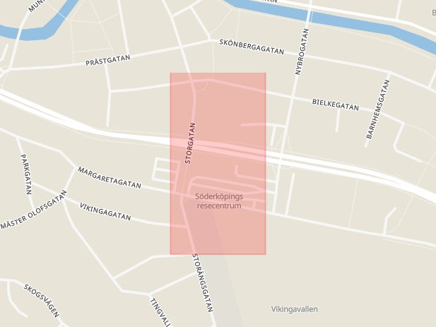 Karta som med röd fyrkant ramar in Ringarum, Söderköpings Kommun, Söderköping, Östergötlands län