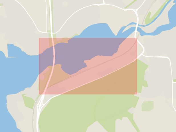 Karta som med röd fyrkant ramar in Hagatorget, Söderköping, Fabriksgatan, Motala, Östergötlands län