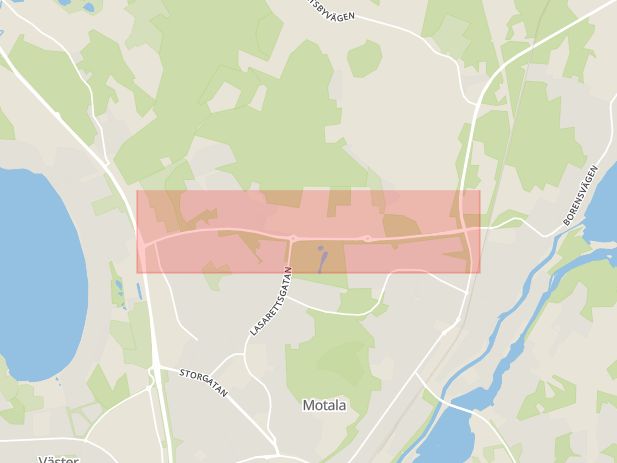 Karta som med röd fyrkant ramar in Metallvägen, Kalven, Motala, Östergötlands län
