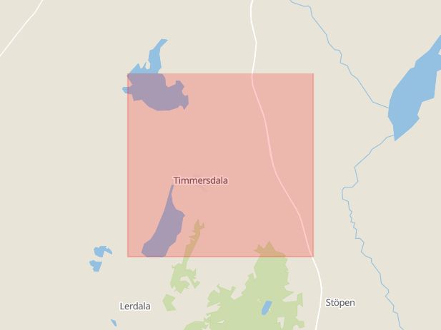 Karta som med röd fyrkant ramar in Timmersdala, Götene, Västra Götalands län
