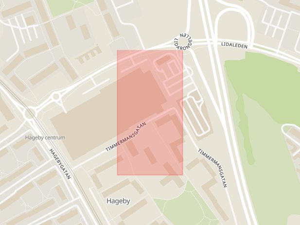 Karta som med röd fyrkant ramar in Hageby Centrum, Norrköping, Östergötlands län