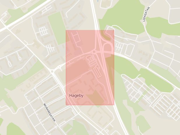 Karta som med röd fyrkant ramar in Hageby, Timmermansgatan, Norrköping, Östergötlands län