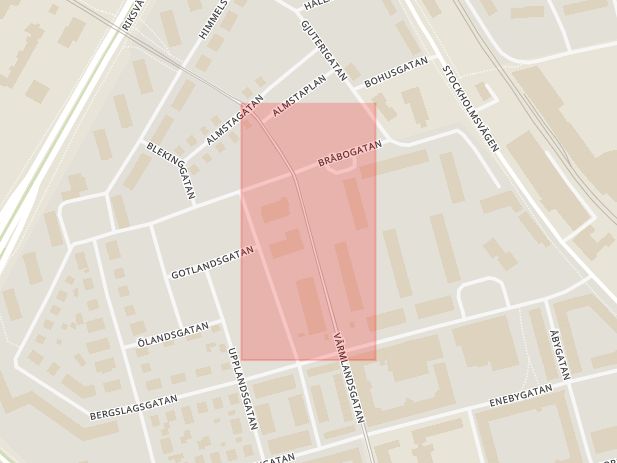 Karta som med röd fyrkant ramar in Hagagatan, Marielund, Himmelstalundsvägen, Norrköping, Östergötlands län