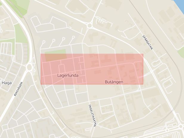 Karta som med röd fyrkant ramar in Linnégatan, Norrköping, Östergötlands län