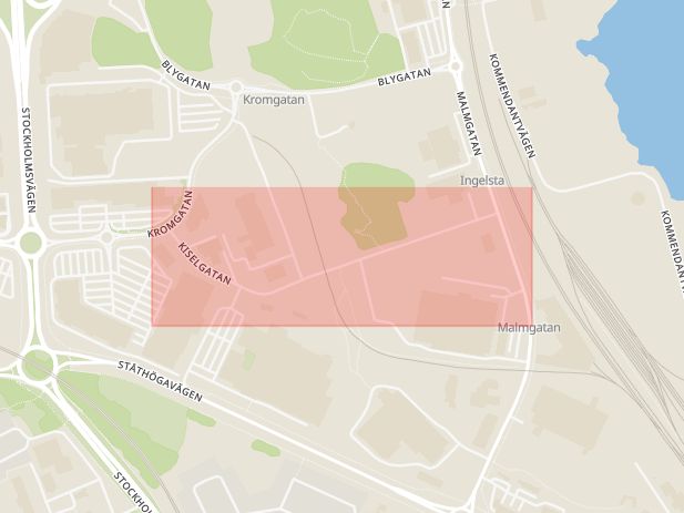 Karta som med röd fyrkant ramar in Kiselgatan, Norrköping, Östergötlands län