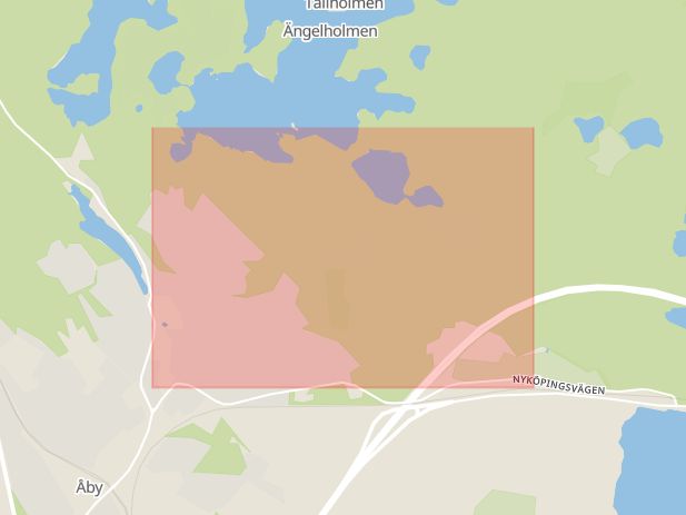 Karta som med röd fyrkant ramar in Vetlanda, Norrköping, Gamla Stockholmsvägen, Eskilstuna, Fröslunda, Kärrhagsvägen, Östergötlands län