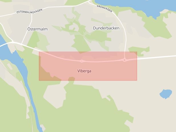 Karta som med röd fyrkant ramar in Skäggebyvägen, Finspång, Östergötlands län