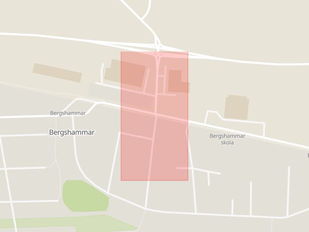 Karta som med röd fyrkant ramar in Bergshammar, Nyköping, Södermanlands län