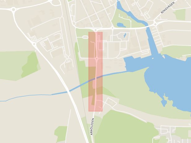 Karta som med röd fyrkant ramar in Nyköping, Arnöleden, Södermanlands län
